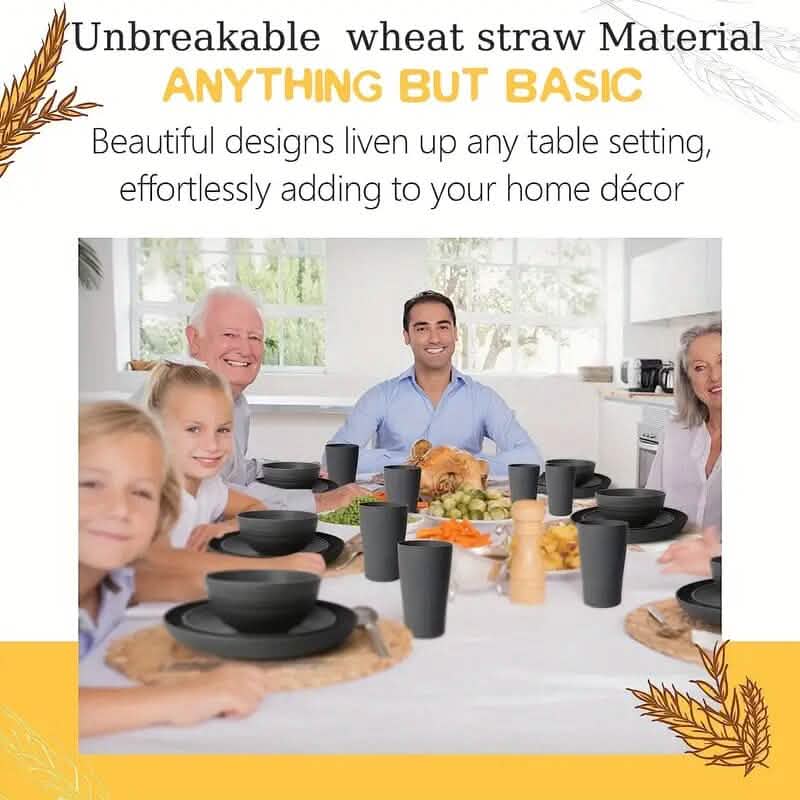 16-Piece: Durable Wheat Straw Dinnerware Set DailySale