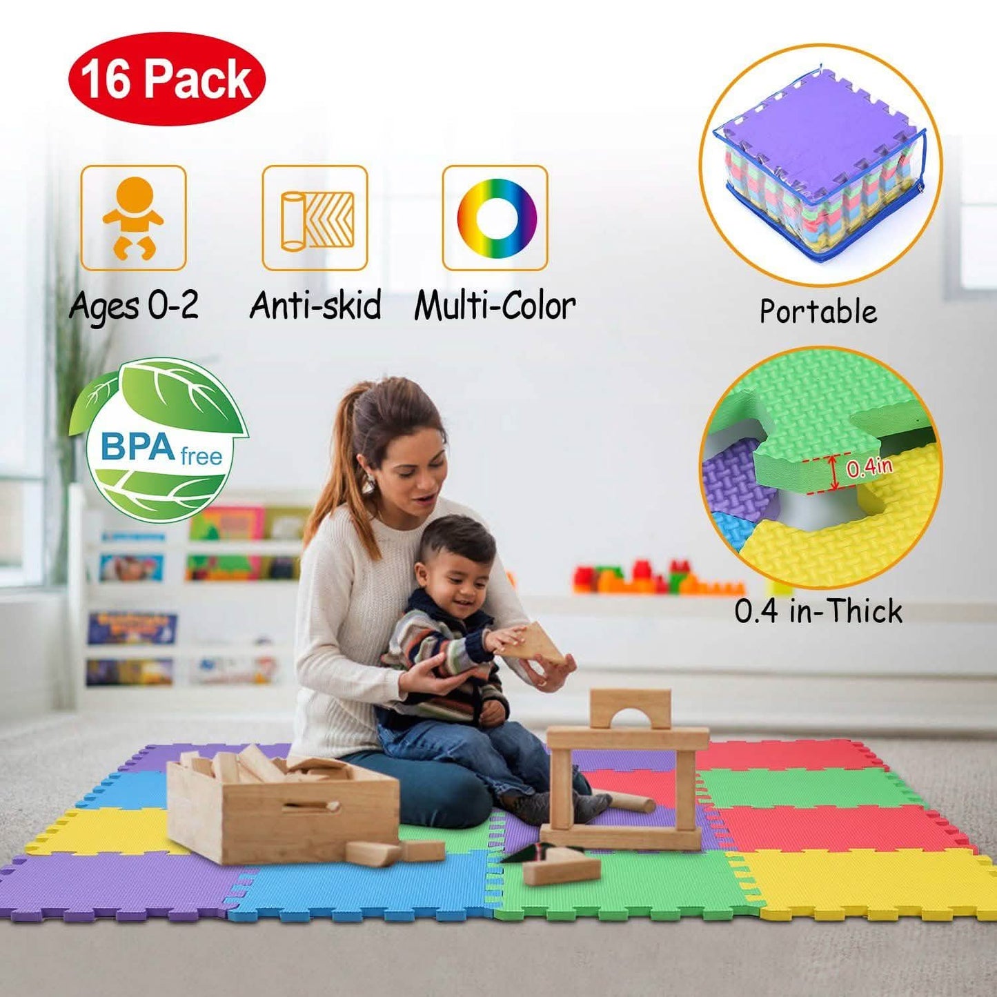 16-Pieces: Kids Puzzle Exercise Play Mat DailySale