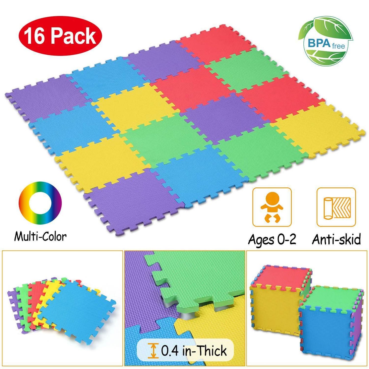 16-Pieces: Kids Puzzle Exercise Play Mat DailySale