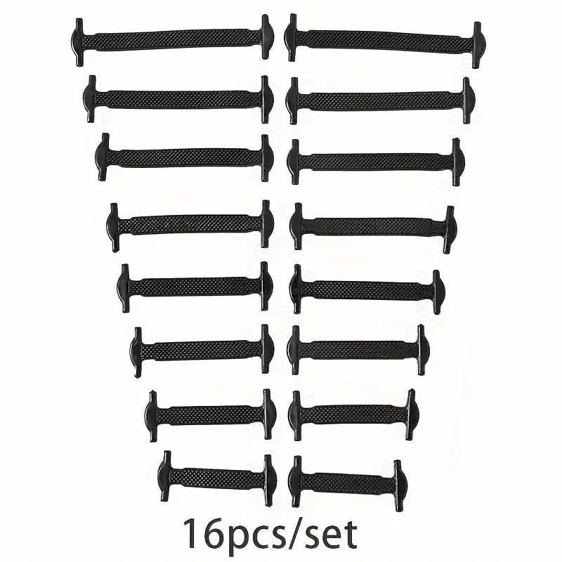 16-Pieces Set: Silicone Elastic Shoe Laces - Free-Tie for Skate, Casual and Sneakers Shoes DailySale