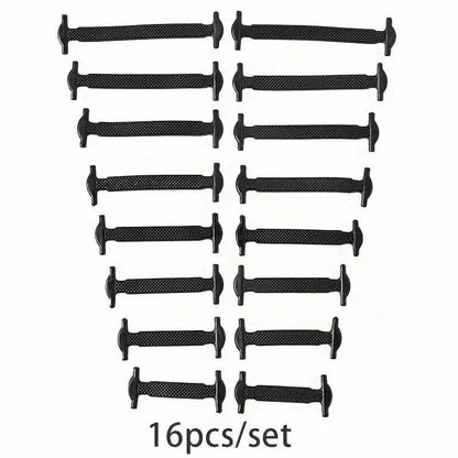 16-Pieces Set: Silicone Elastic Shoe Laces - Free-Tie for Skate, Casual and Sneakers Shoes DailySale