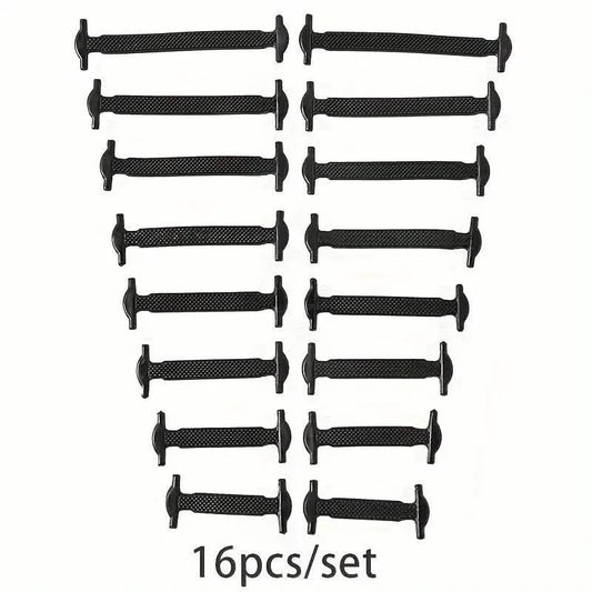 16-Pieces Set: Silicone Elastic Shoe Laces - Free-Tie for Skate, Casual and Sneakers Shoes DailySale