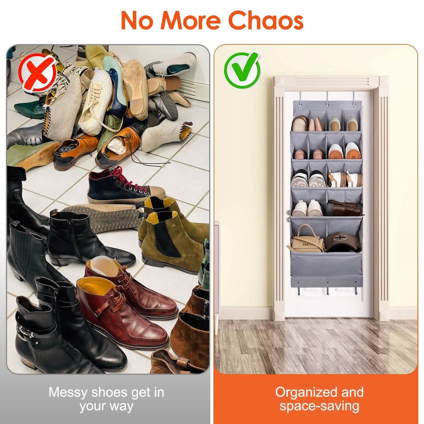 16 Pockets Over The Door Shoe Organizer 5 Tier with 6 Hooks DailySale