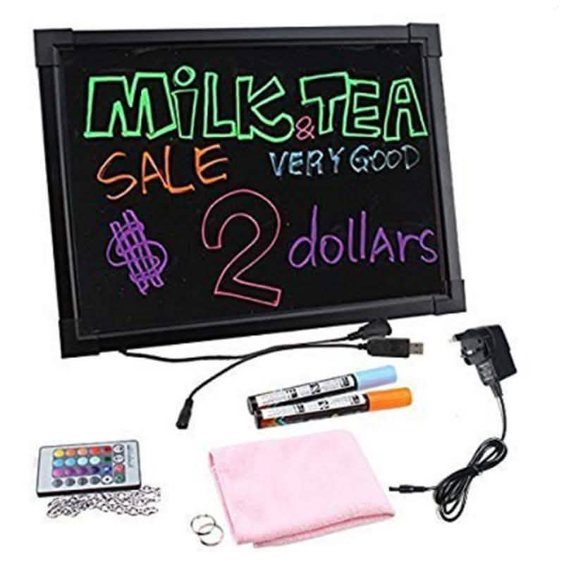 16 x 12" LED Flashing Illuminated Erasable Neon Sign Remote Message Menu Writing DailySale