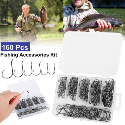 160-Piece: Offset Fishing Hooks Kit DailySale