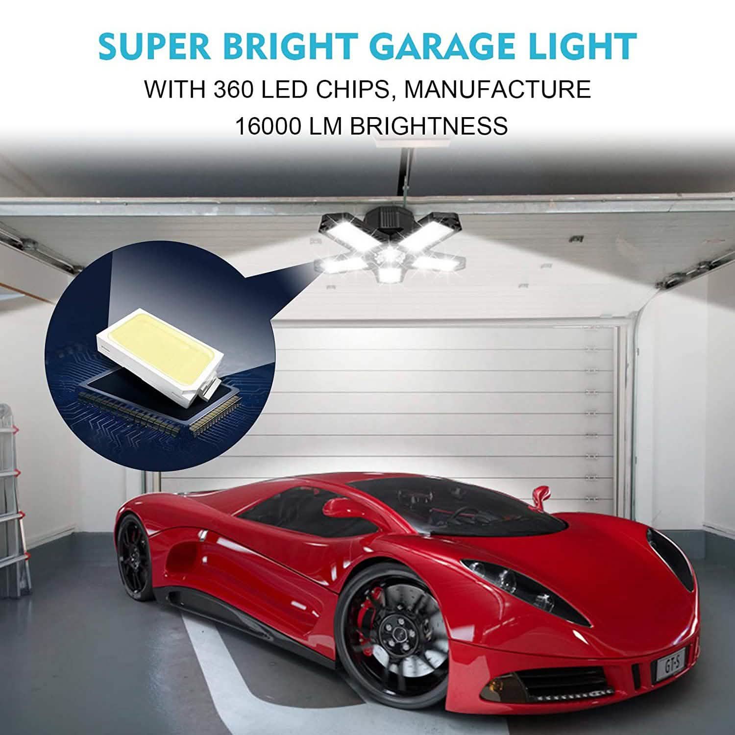 16000LM Garage Light with 6 LED Garage Ceiling Lights Panels DailySale