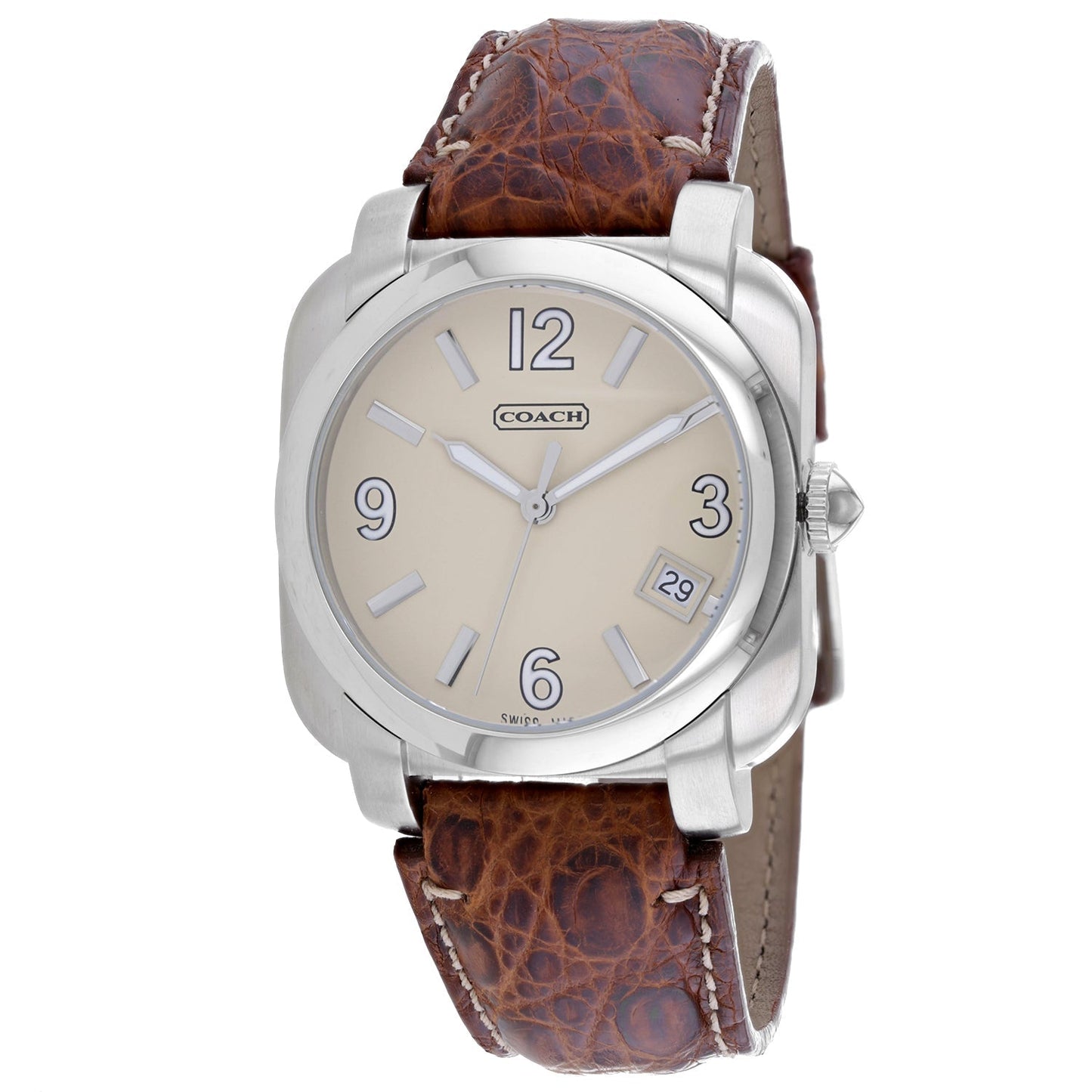 Coach Men's Brown Leather Silver Quartz Bids.com