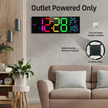 16.2" Large Display Digital Coloring Changing Wall Clock with Built-in Night Light DailySale
