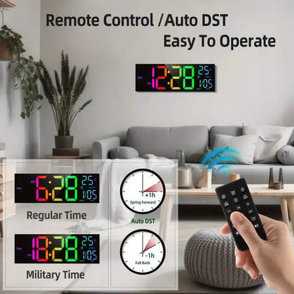 16.2" Large Display Digital Coloring Changing Wall Clock with Built-in Night Light DailySale