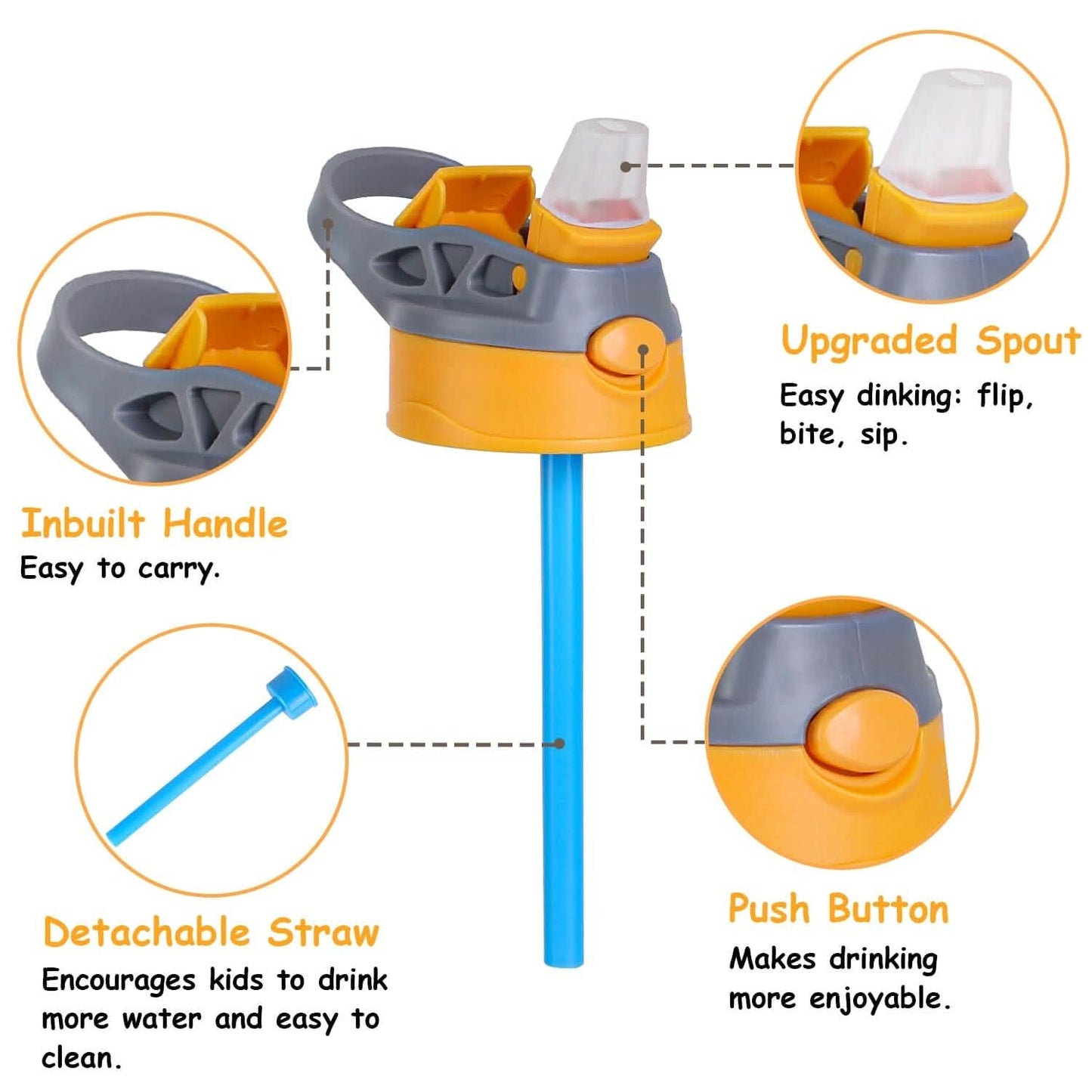 16.2oz Leak-proof Kids Water Bottle with Straw Push Button DailySale
