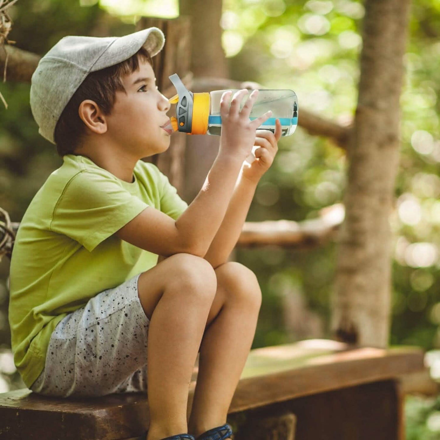 16.2oz Leak-proof Kids Water Bottle with Straw Push Button DailySale