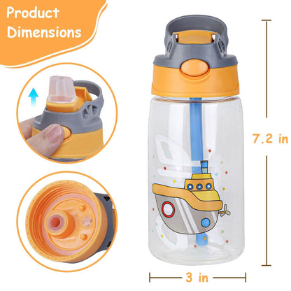 16.2oz Leak-proof Kids Water Bottle with Straw Push Button DailySale