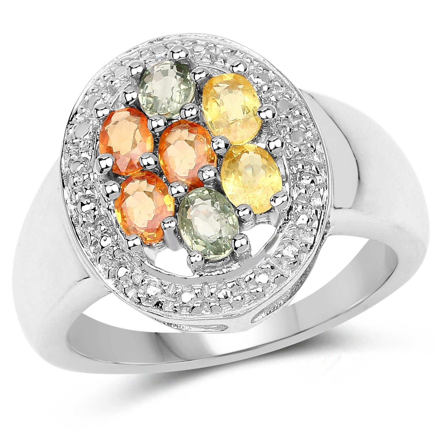 1.54 Carat Genuine Multi Sapphire .925 Sterling Silver Ring Bids.com