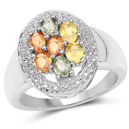 1.54 Carat Genuine Multi Sapphire .925 Sterling Silver Ring Bids.com