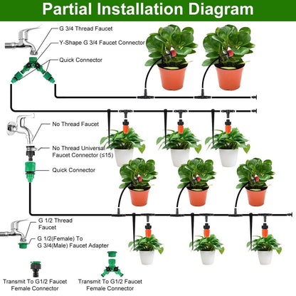 164FT Drip Irrigation Kit Automatic Garden Irrigation System DailySale