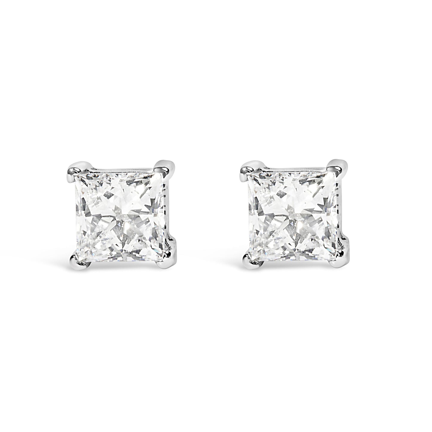 14K White Gold 3/8 Cttw Lab Grown Princess-Cut Diamond 4-Prong Solitaire Stud Earrings (VS1-VS2 Clarity, F-G Color) Bids.com