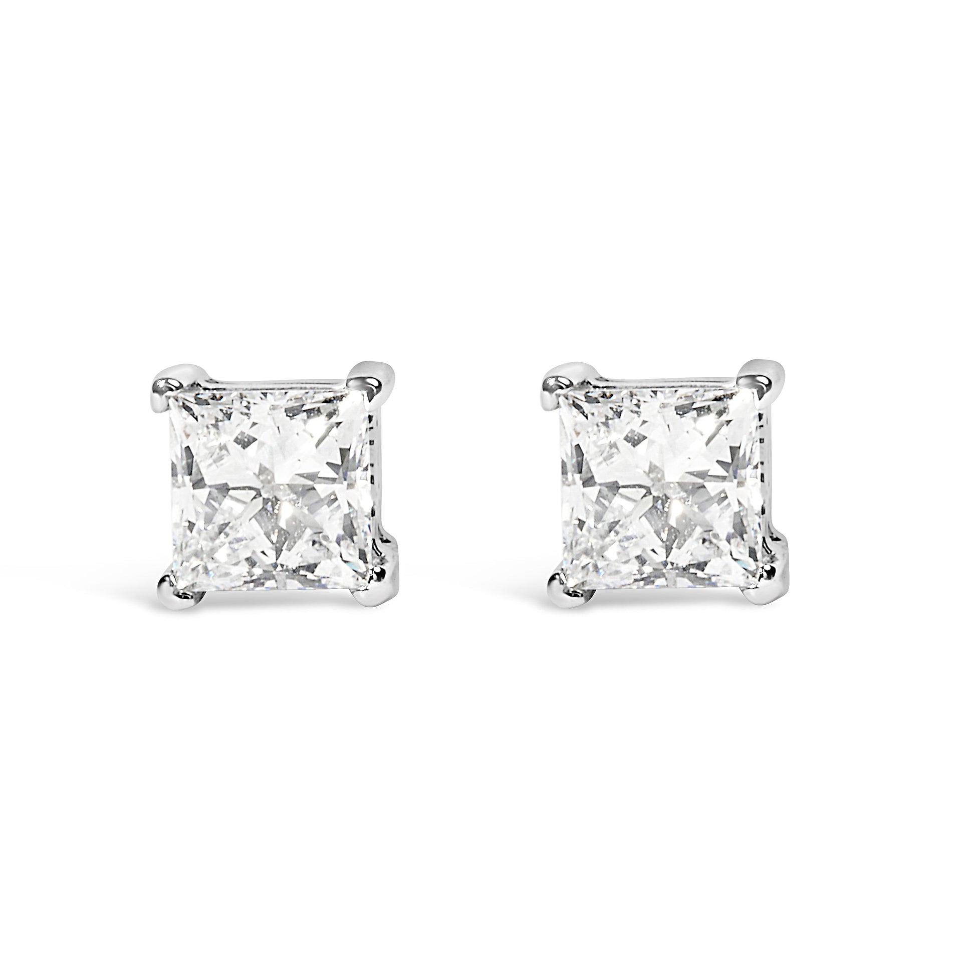 14K White Gold 3/8 Cttw Lab Grown Princess-Cut Diamond 4-Prong Solitaire Stud Earrings (VS1-VS2 Clarity, F-G Color) Bids.com