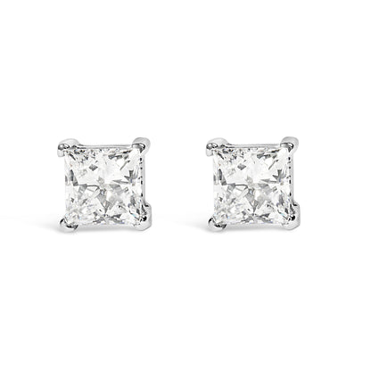 14K White Gold 3/8 Cttw Lab Grown Princess-Cut Diamond 4-Prong Solitaire Stud Earrings (VS1-VS2 Clarity, F-G Color) Bids.com