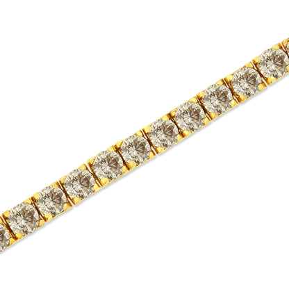 14K Yellow Gold Plated .925 Sterling Silver 8.0 Cttw Diamond Classic Link Tennis Bracelet (K-L Color, I2-I3 Clarity) - 7-1/4" Bids.com