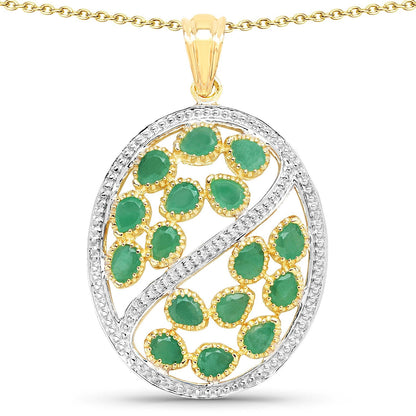2.24 Carat Genuine Emerald .925 Sterling Silver Pendant Bids.com