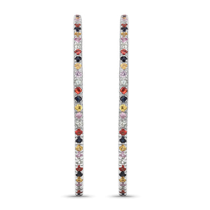 2.24 Carat Genuine Multi Sapphire .925 Sterling Silver Earrings Bids.com