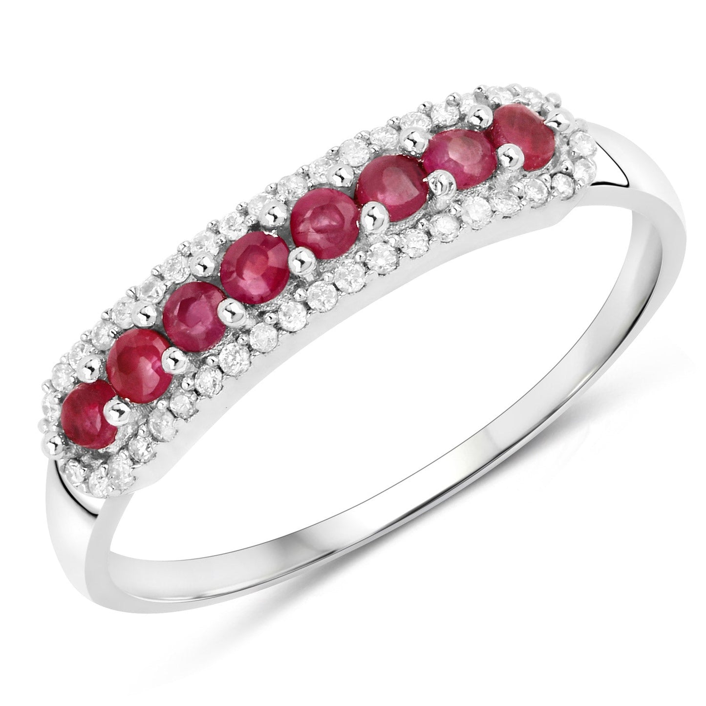 0.47 Carat Genuine Ruby and White Diamond 14K White Gold Ring Bids.com