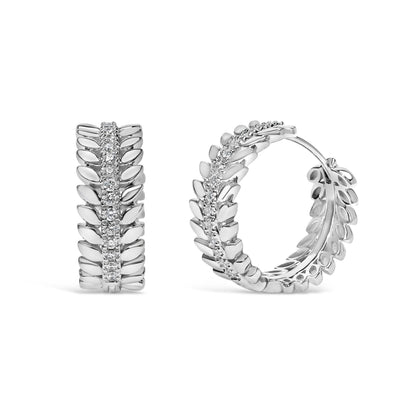 14K White Gold 1/4 Cttw Lab Grown Diamond Leafy Wreath Hoop Earrings (F-G Color, VS1-VS2 Clarity) Bids.com