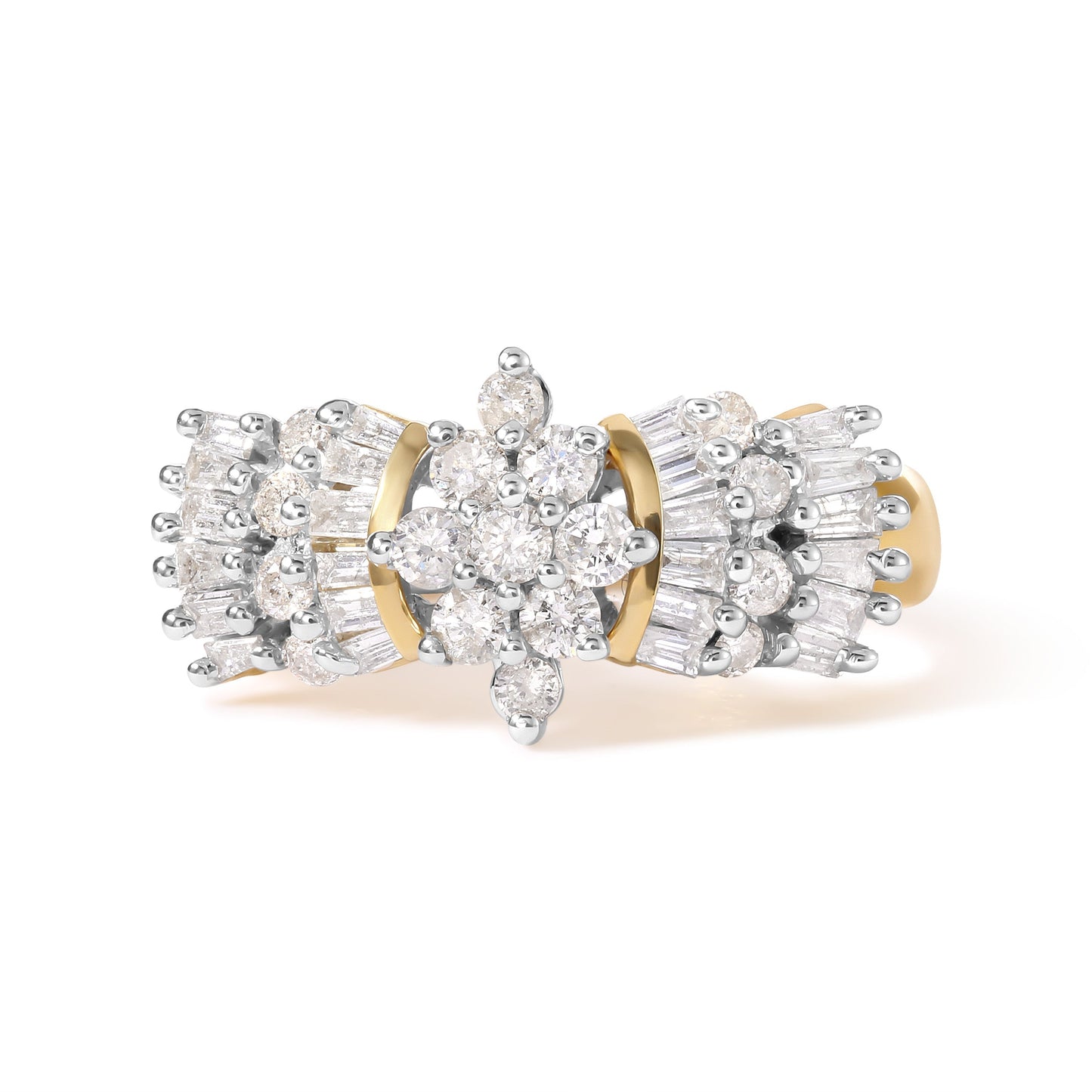 10K Yellow Gold 1.00 Cttw Diamond Starburst Ring Band (H-I Color, I1-I2 Clarity) - Ring Size 7 Bids.com