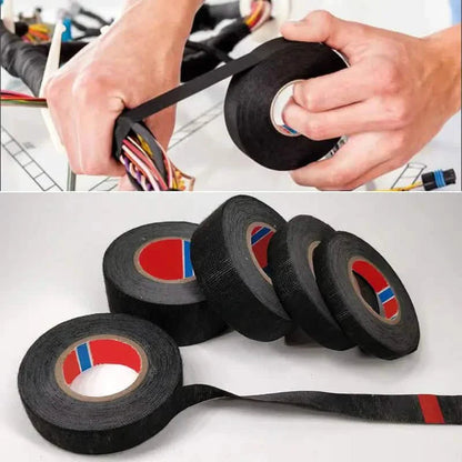 5-Meter Heat-Resistant Electrical Tape – Black Polyester for Car & Cable Management DailySale