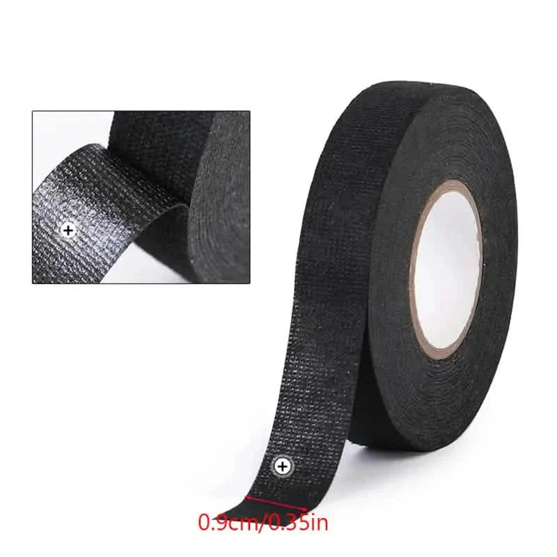 5-Meter Heat-Resistant Electrical Tape – Black Polyester for Car & Cable Management DailySale