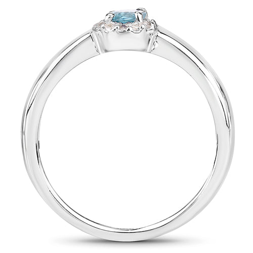0.68 Carat Genuine Blue Zircon and White Zircon .925 Sterling Silver Ring Bids.com