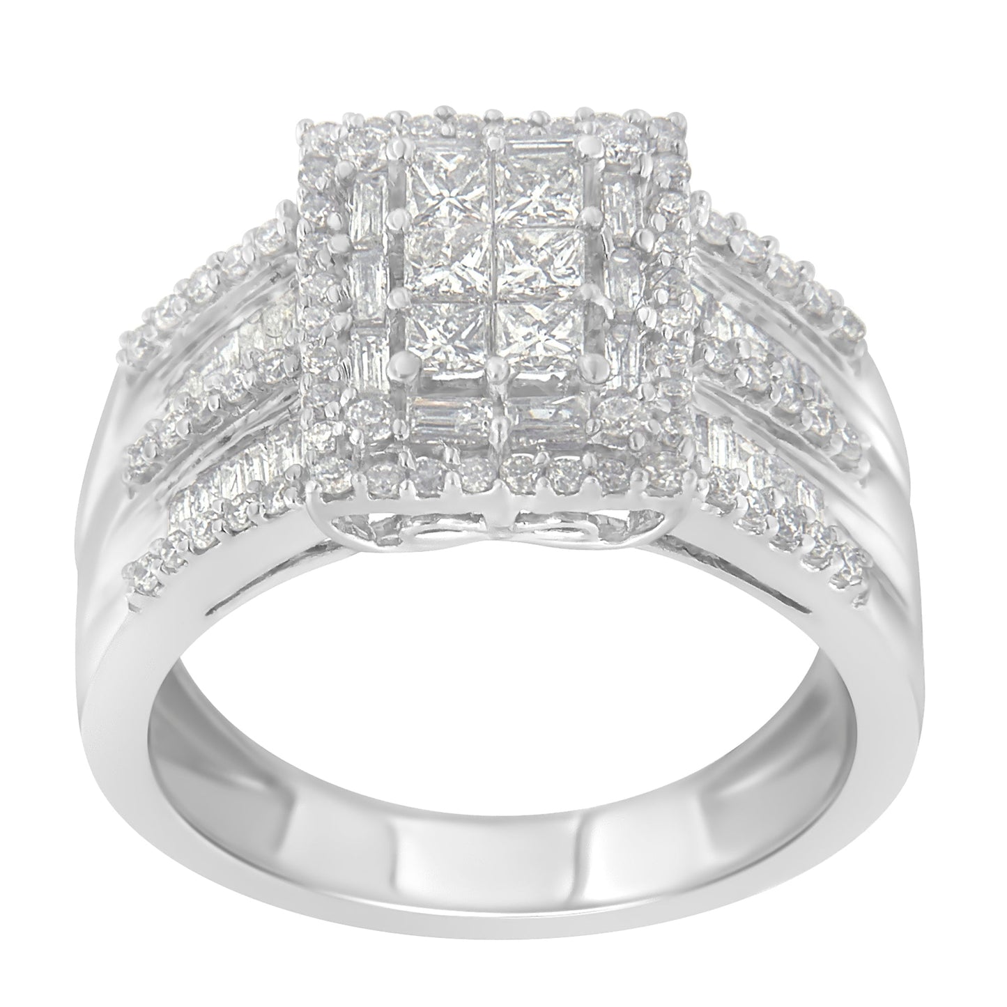 10K White Gold Diamond Cluster Ring (1 cttw, H-I Color, I1-I2 Clarity) Bids.com