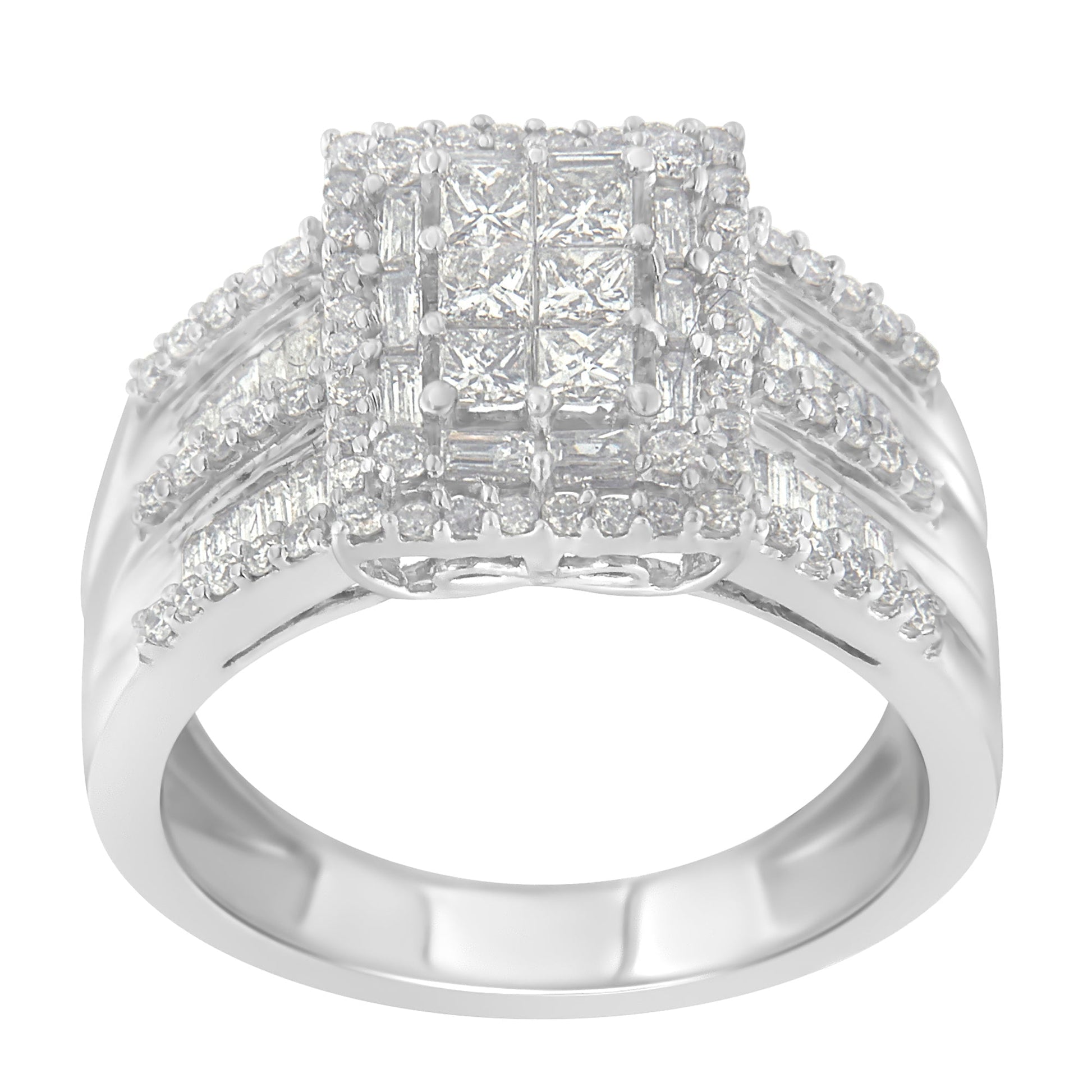 10K White Gold Diamond Cluster Ring (1 cttw, H-I Color, I1-I2 Clarity) Bids.com