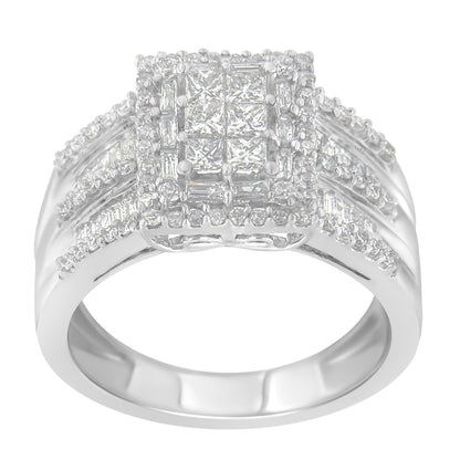 10K White Gold Diamond Cluster Ring (1 cttw, H-I Color, I1-I2 Clarity) Bids.com