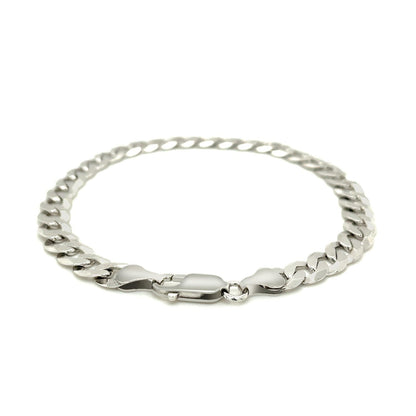 Rhodium Plated 7.2mm Sterling Silver Curb Style Bracelet Bids.com