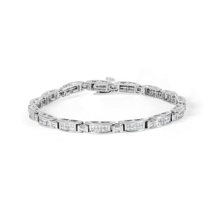 14K White Gold 2.0 Cttw Baguette and Princess-Cut Diamond Tennis Bracelet (H-I Color, SI1-SI2 Clarity) - 7" Bids.com