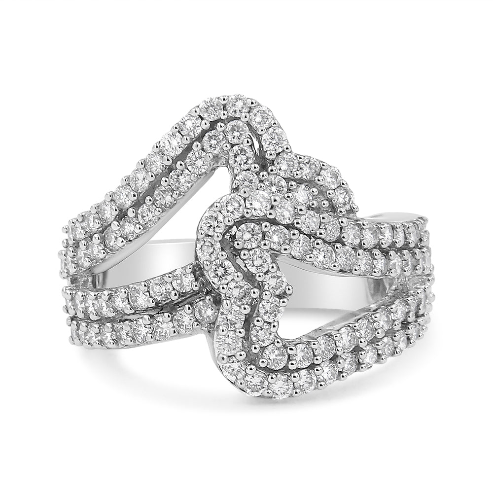 14K White Gold 1 1/2 Cttw Diamond Open Double Heart Bypass Ring Band (H-I Color, VS1-VS2 Clarity) - Ring Size 7 Bids.com