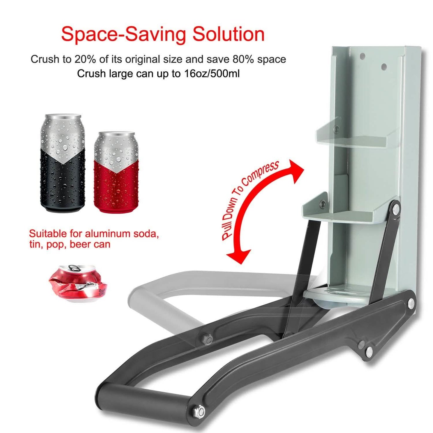 16oz Can Crusher Heavy Duty Metal with Bottle Opener Wall Mounted DailySale
