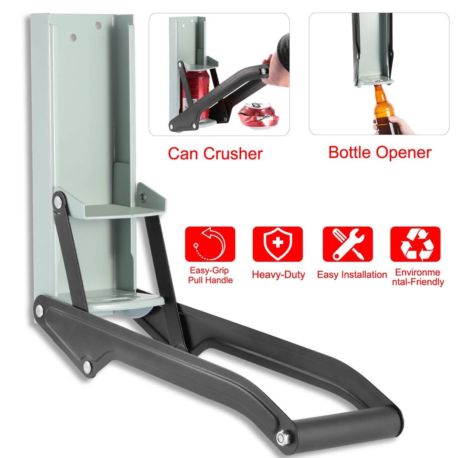 16oz Can Crusher Heavy Duty Metal with Bottle Opener Wall Mounted DailySale