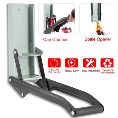 16oz Can Crusher Heavy Duty Metal with Bottle Opener Wall Mounted DailySale