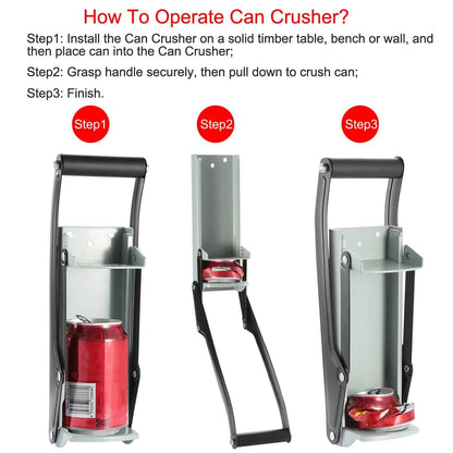 16oz Can Crusher Heavy Duty Metal with Bottle Opener Wall Mounted DailySale