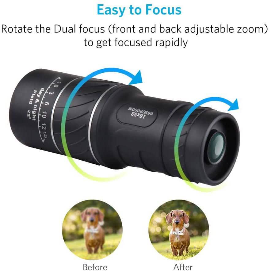 16x52 Monocular Dual Focus Optics Zoom Telescope DailySale