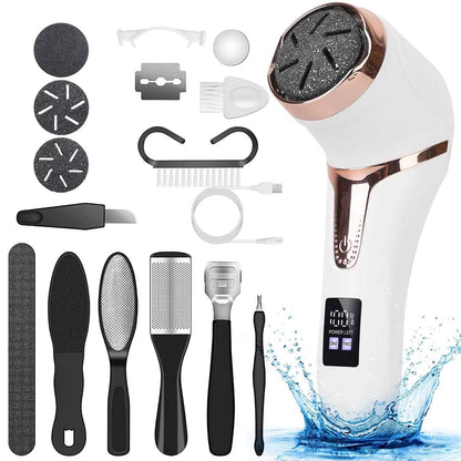 17-Pieces Set: Electric Foot Callus Remover with Vacuum Foot Grinder Rechargeable DailySale