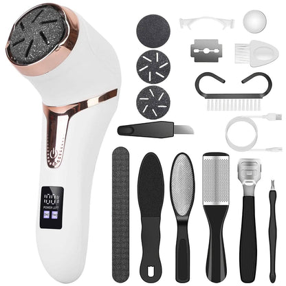 17-Pieces Set: Electric Foot Callus Remover with Vacuum Foot Grinder Rechargeable DailySale
