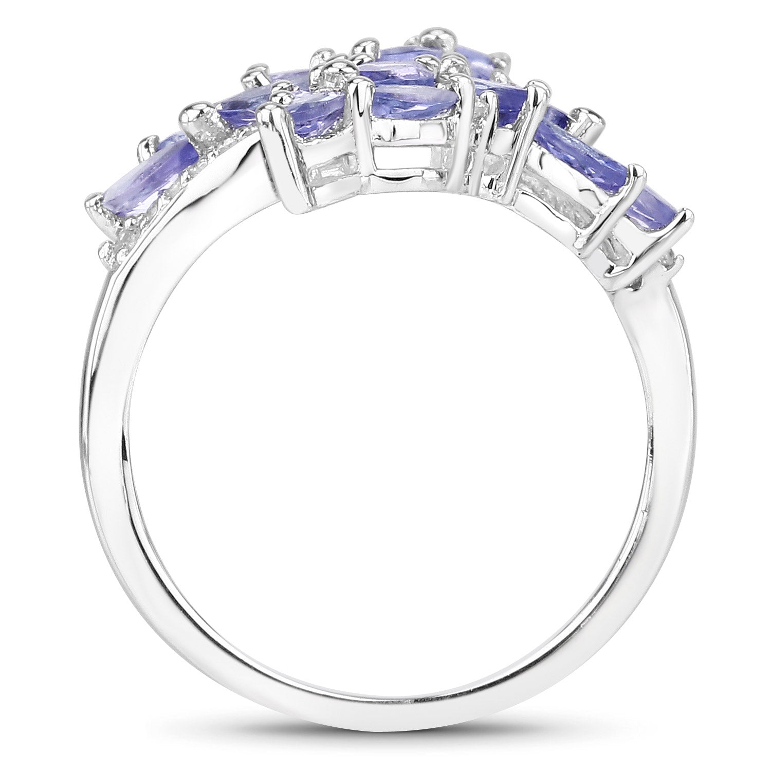 1.73 Carat Genuine Tanzanite and White Zircon .925 Sterling Silver Ring Bids.com