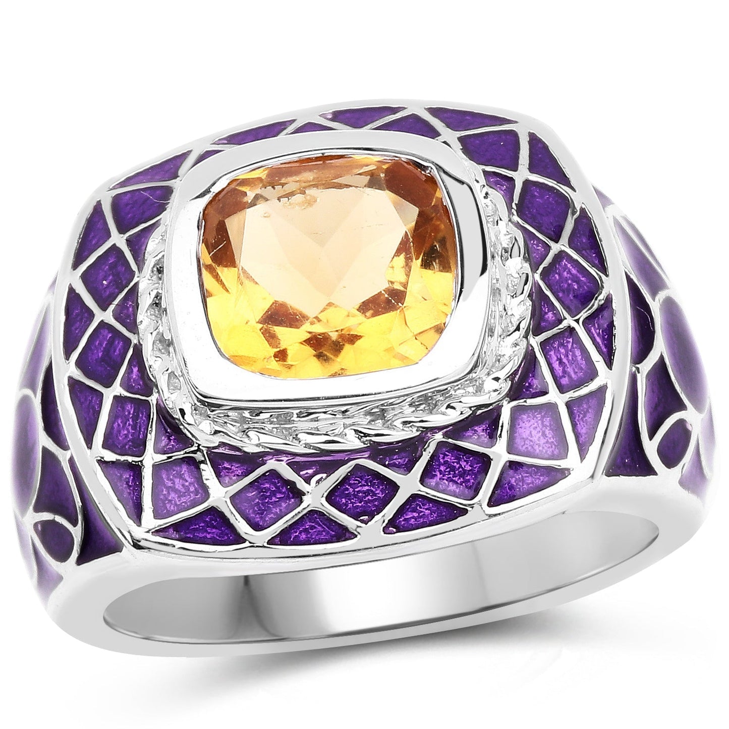 2.00 Carat Genuine Citrine .925 Sterling Silver Ring Bids.com