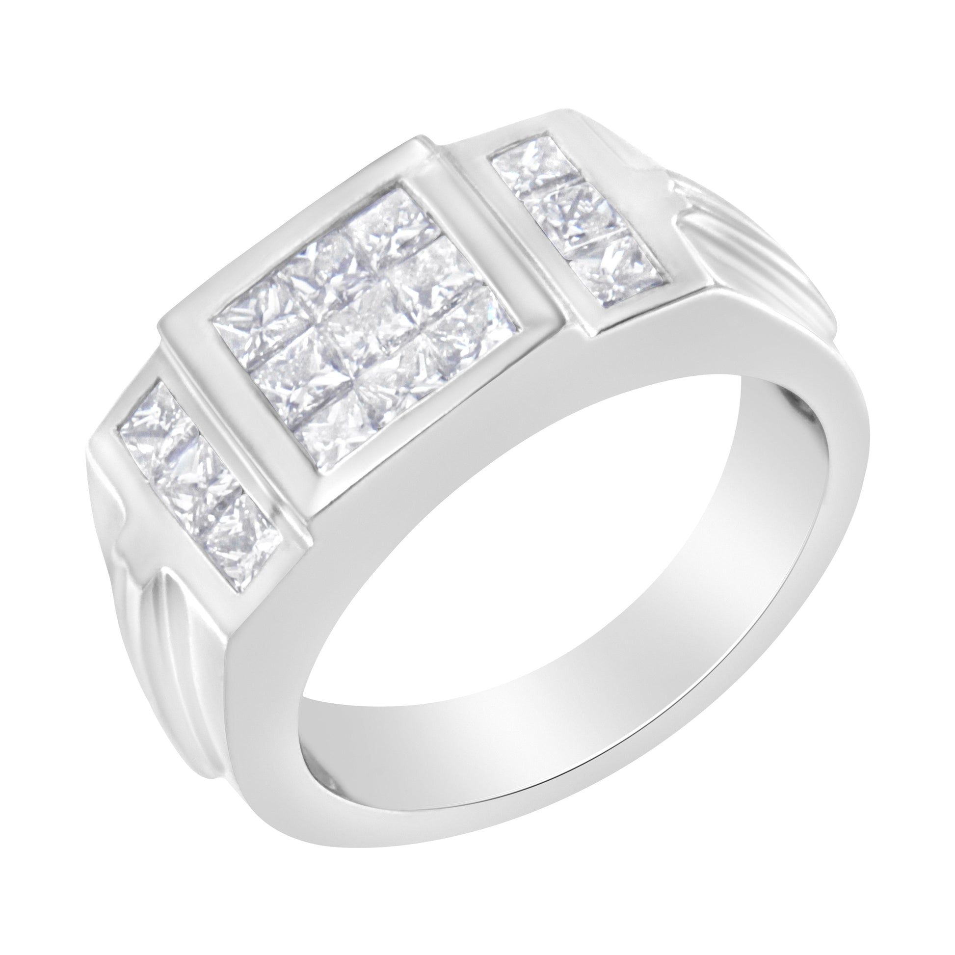 Men's 14K White Gold Diamond Cluster Ring (2 cttw, G-H Color, SI1-SI2 Clarity) Bids.com