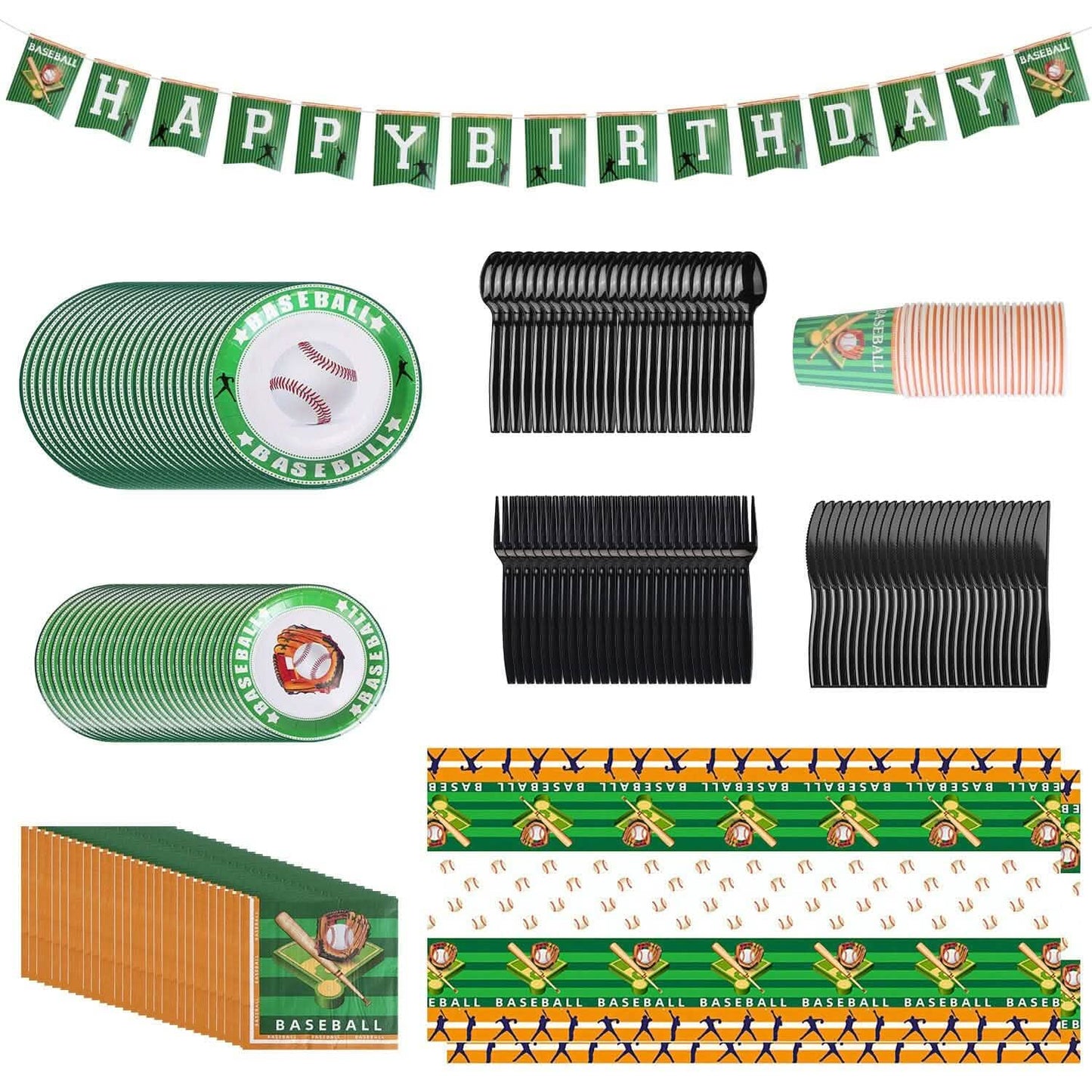 171-Pieces: Baseball Birthday Party Disposable Dinnerware Set DailySale