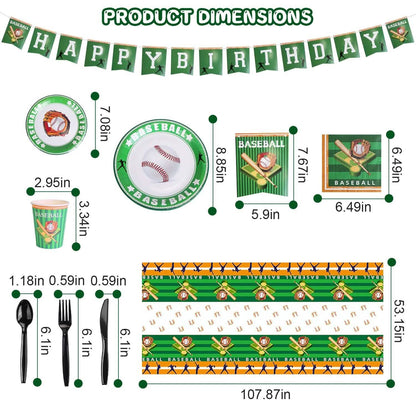 171-Pieces: Baseball Birthday Party Disposable Dinnerware Set DailySale