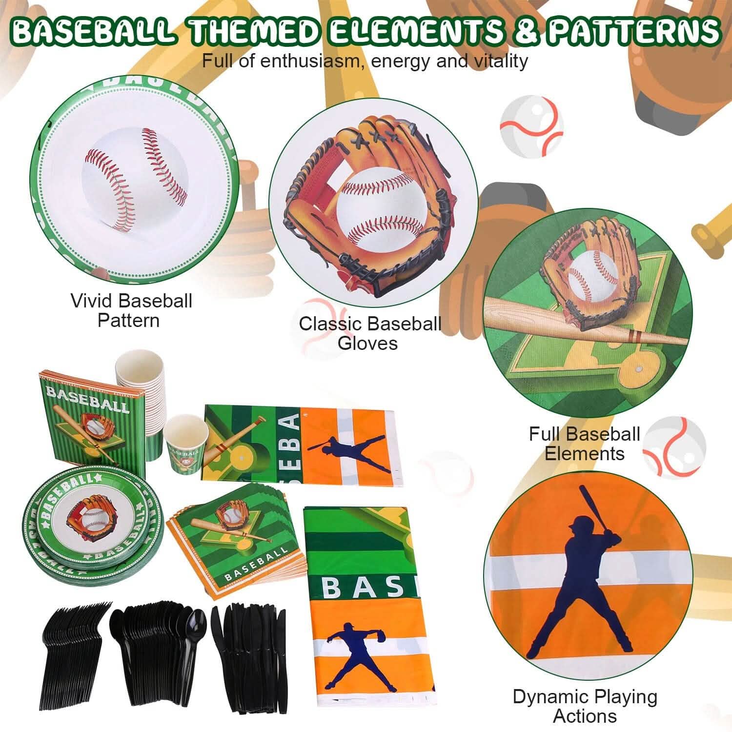 171-Pieces: Baseball Birthday Party Disposable Dinnerware Set DailySale